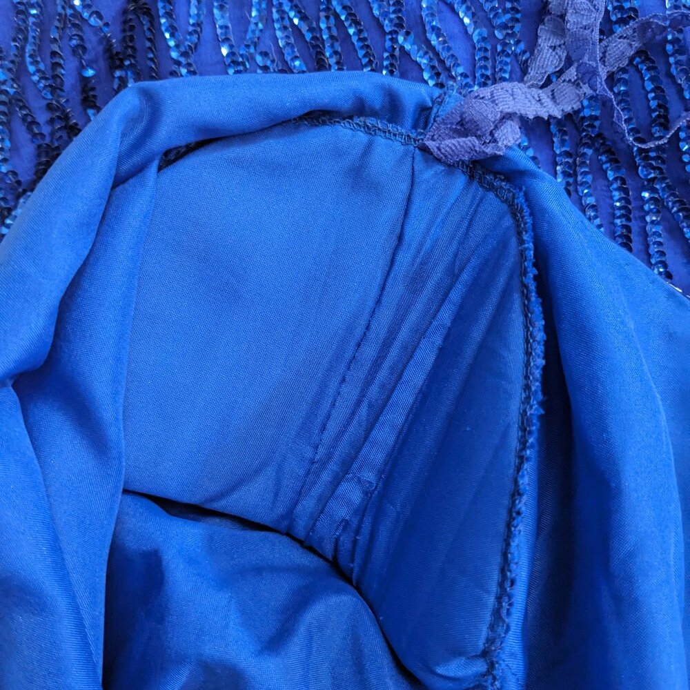 NWT STENAY Blue 100% Silk Sequined Formal Holiday Evening Dress Classy 16 - Picture 15 of 15